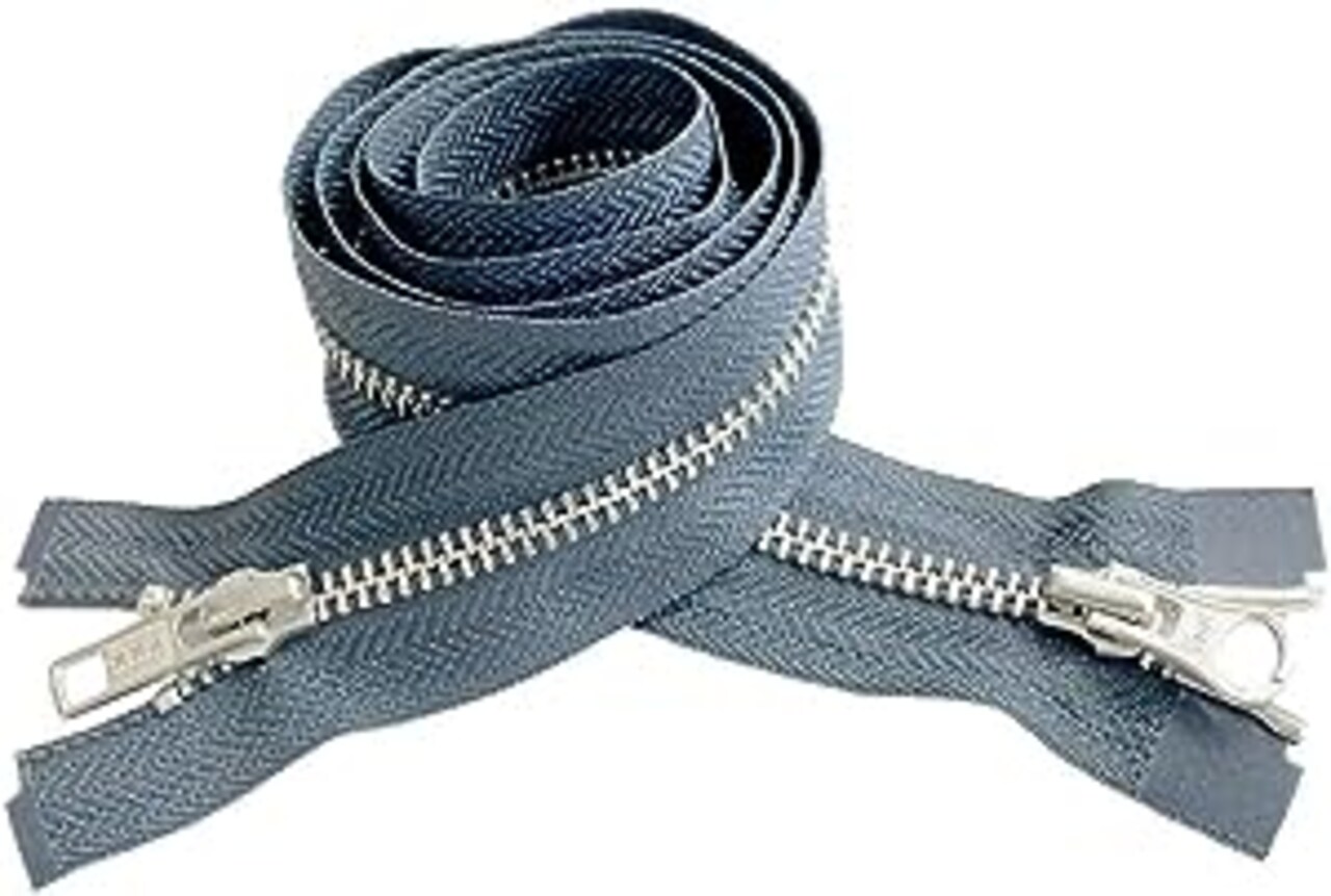 YKK #5 Medium Weight Aluminum Dark Grey"2-Way" Dual Separating Jacket Zipper - Choose Your Length - Color: Dark Grey #579 - Made in The United States (1 Zipper Per Pack) (33" Inches)